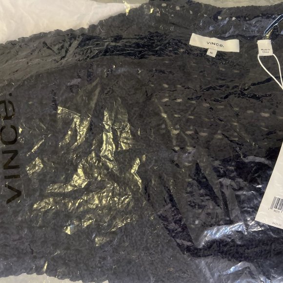 Vince Women's 100% Organic Cotton Crochet Cardigan Sweater Navy Blue XL - Picture 12 of 15